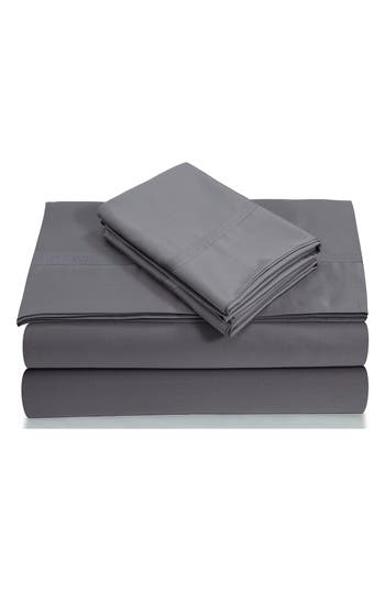 Azores Home 300 Thread Count Cotton Percale Sheet Set In Gray
