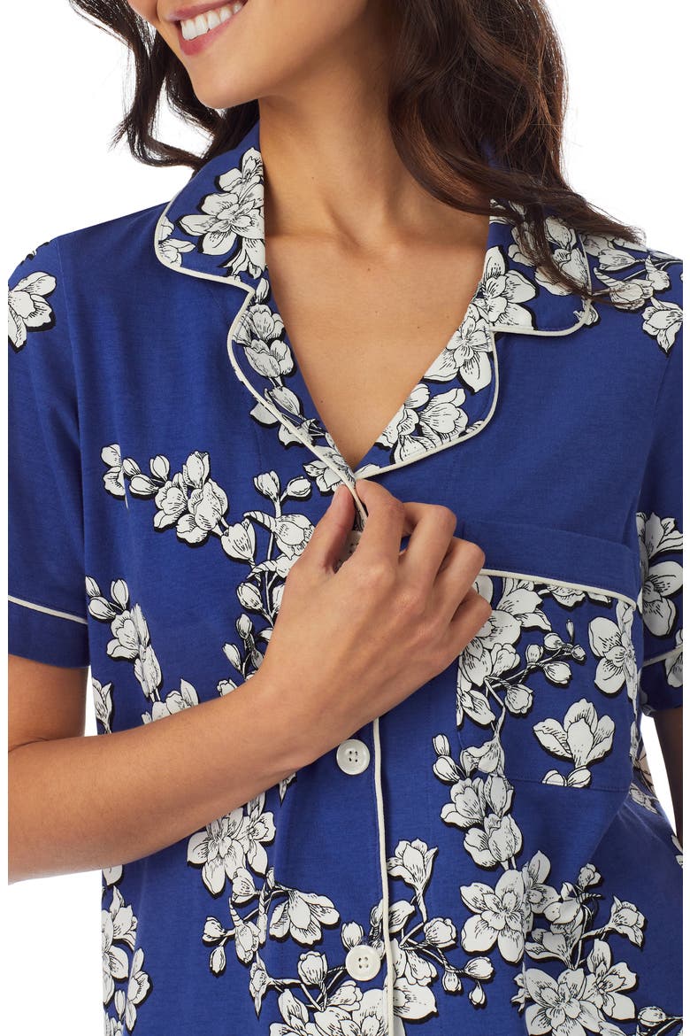 Navy Shadow Blossom Organic Cotton Crop Pajamas, Alternate, color, NAVY SHADOW BLOSSOM