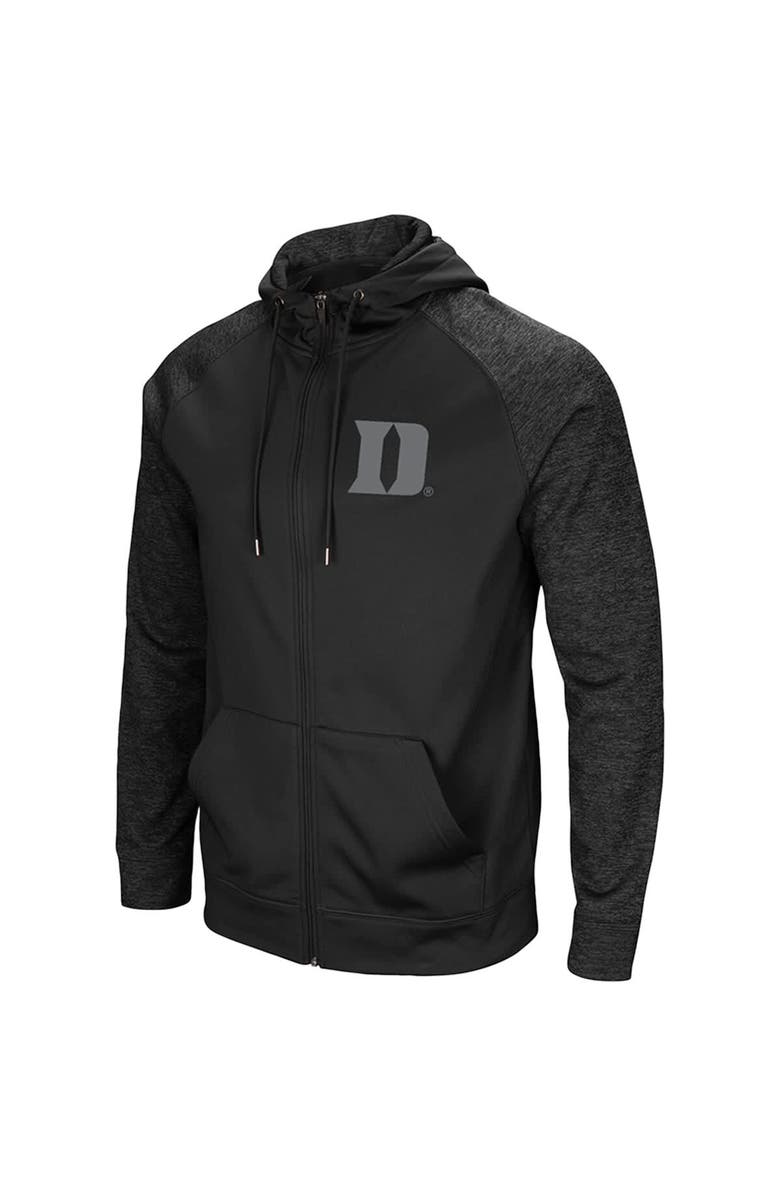 COLOSSEUM Men's Colosseum Black Duke Blue Devils Blackout 3.0 Tonal Raglan Full-Zip Hoodie, Alternate, color, 