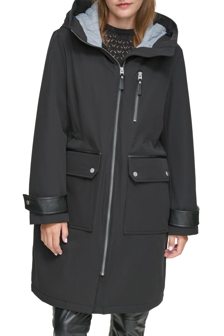 Water Resistant Hooded Jacket, Main, color, BLACK