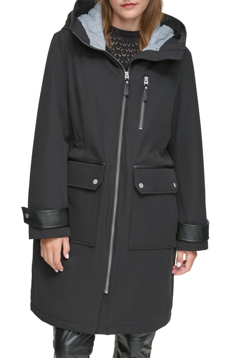 Andrew Marc Water Resistant Hooded Jacket, Main, color, Black