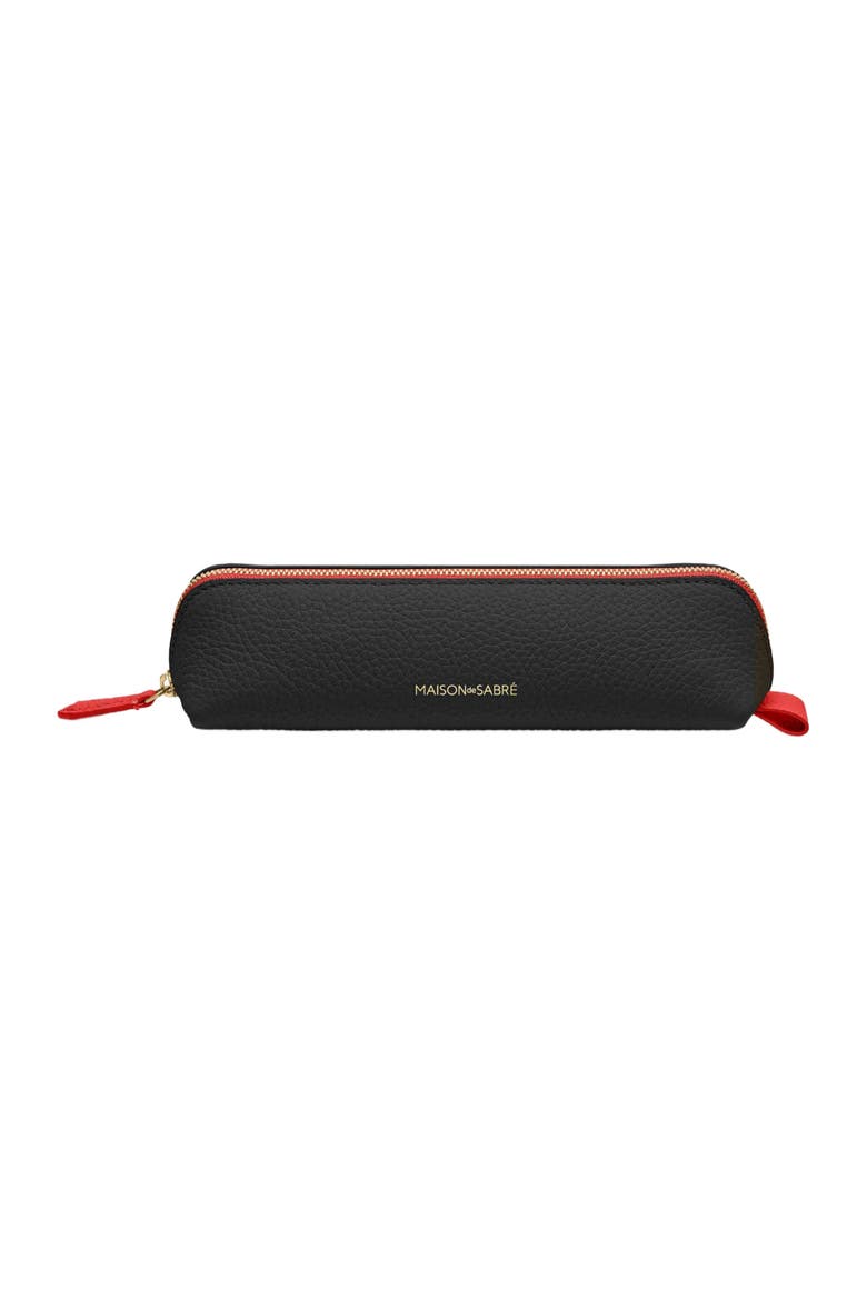 Leather Pencil Case, Main, color, Rouge Noir