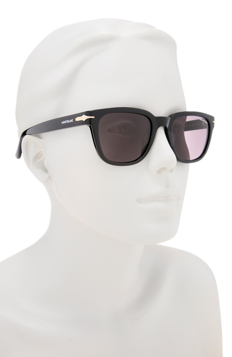 Montblanc 51mm Square Sunglasses, Alternate, color, Black Black Grey