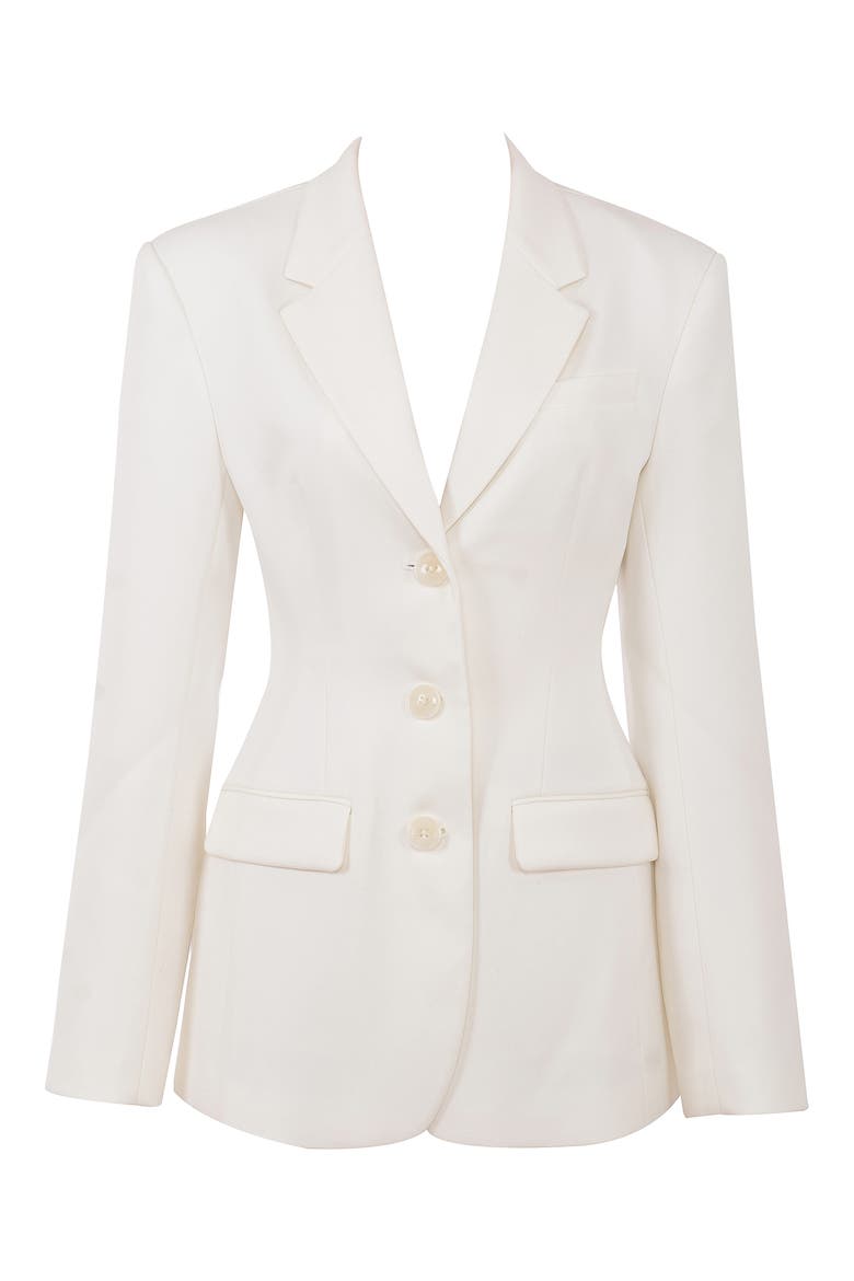 Luella Hourglass Crepe Jacket, Alternate, color, VINTAGE IVORY