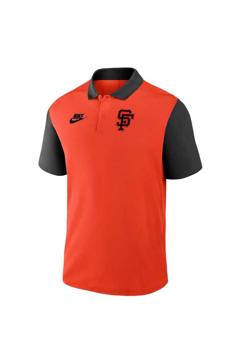 Men's Nike Orange/Black San Francisco Giants Cooperstown Collection Color-Block Victory Performance Polo, Alternate, color, Orange
