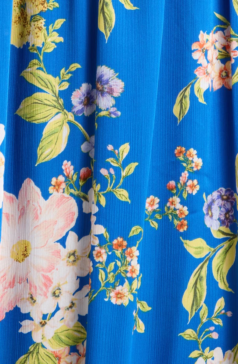 SUGARLIPS Solary Amaretto Metallic Floral Puff Sleeve Midi Dress, Alternate, color, Cobalt-Pink