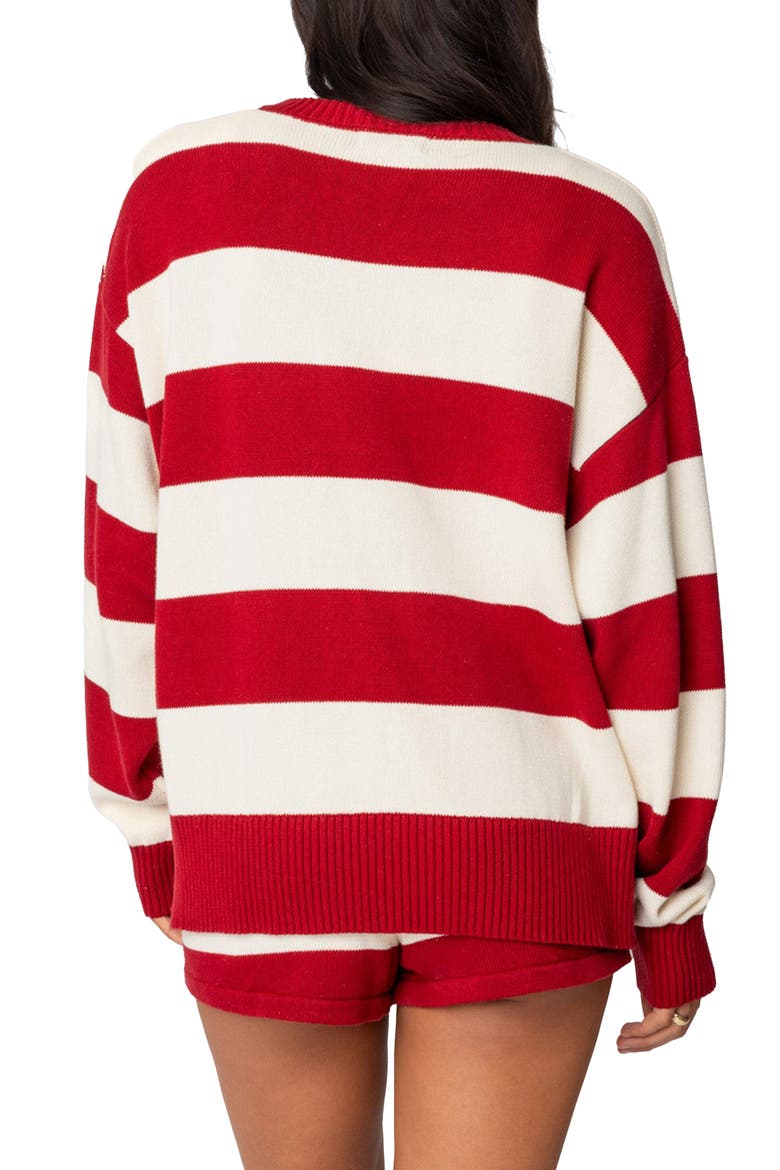 Riley Stripe Oversize Sweater, Alternate, color, BURGUNDY-AND-CREAM