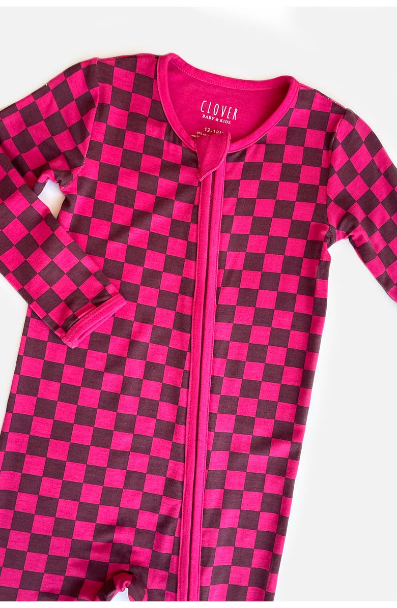 Clover Baby & Kids Soft & Stretchy Zipper Footie - Clover x Bohemian Mama, Alternate, color, Holiday Checkered Red