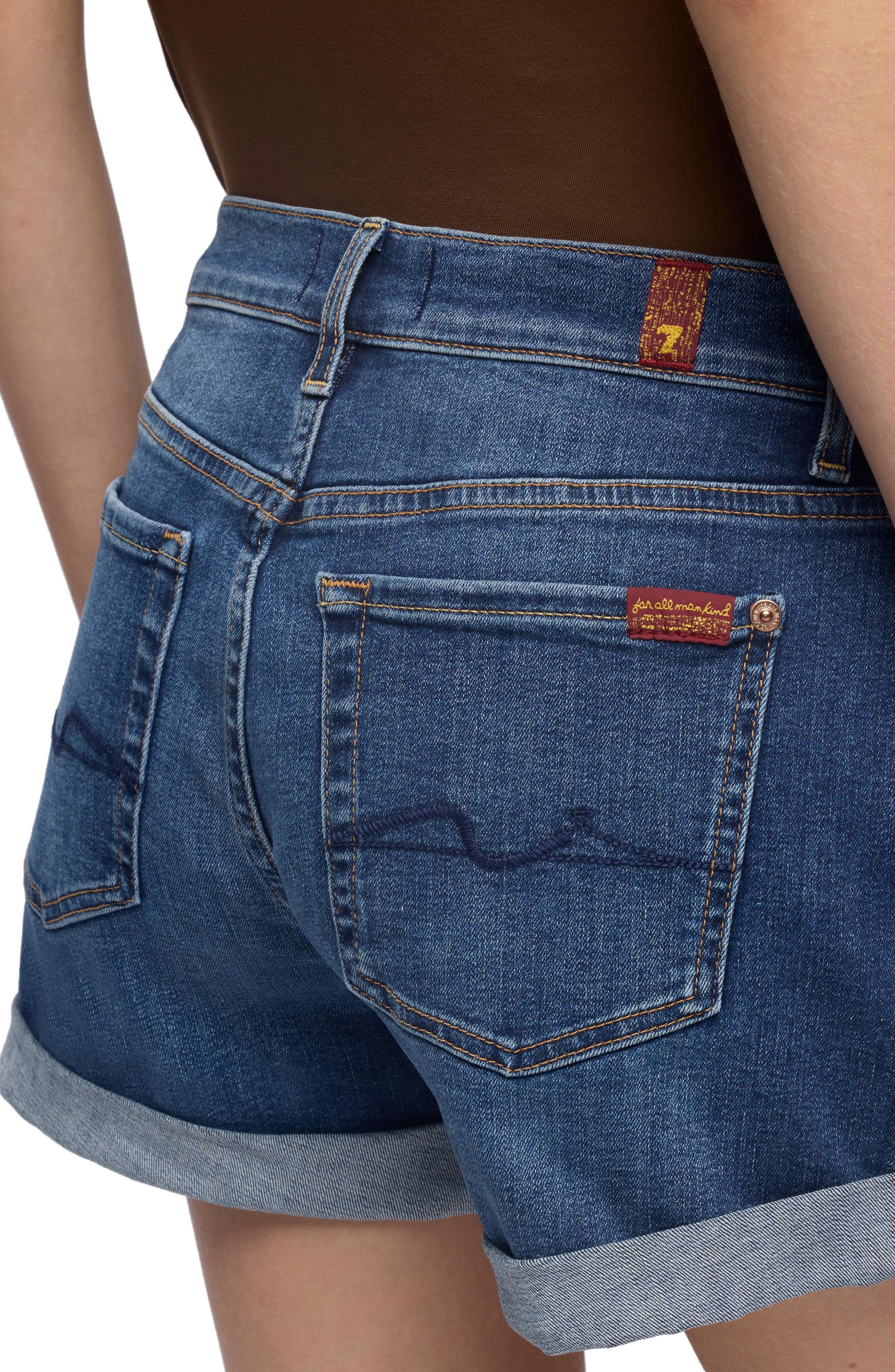 Midroll Stretch Denim Shorts - image 2