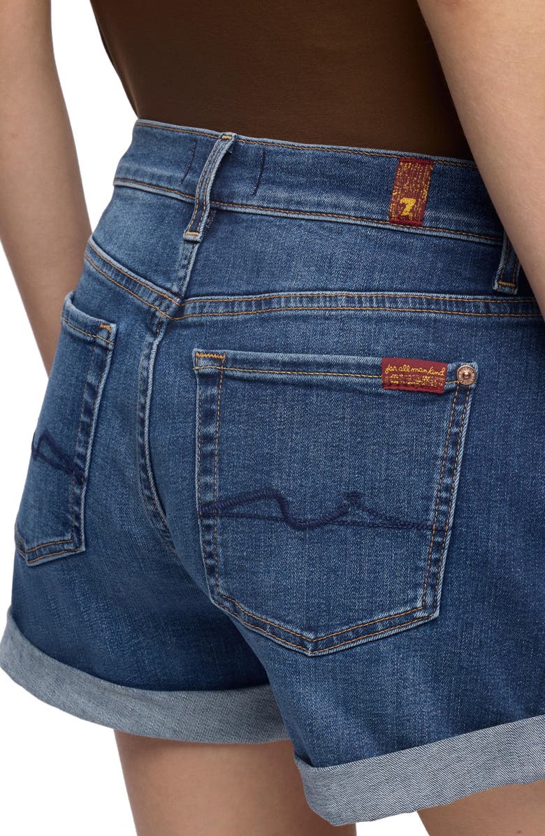 7 For All Mankind Midroll Stretch Denim Shorts, Alternate, color, Vanity