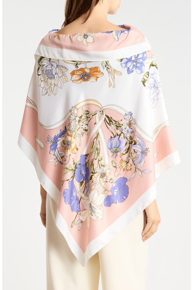 Foral Print Satin Poncho, Alternate, color, PINK