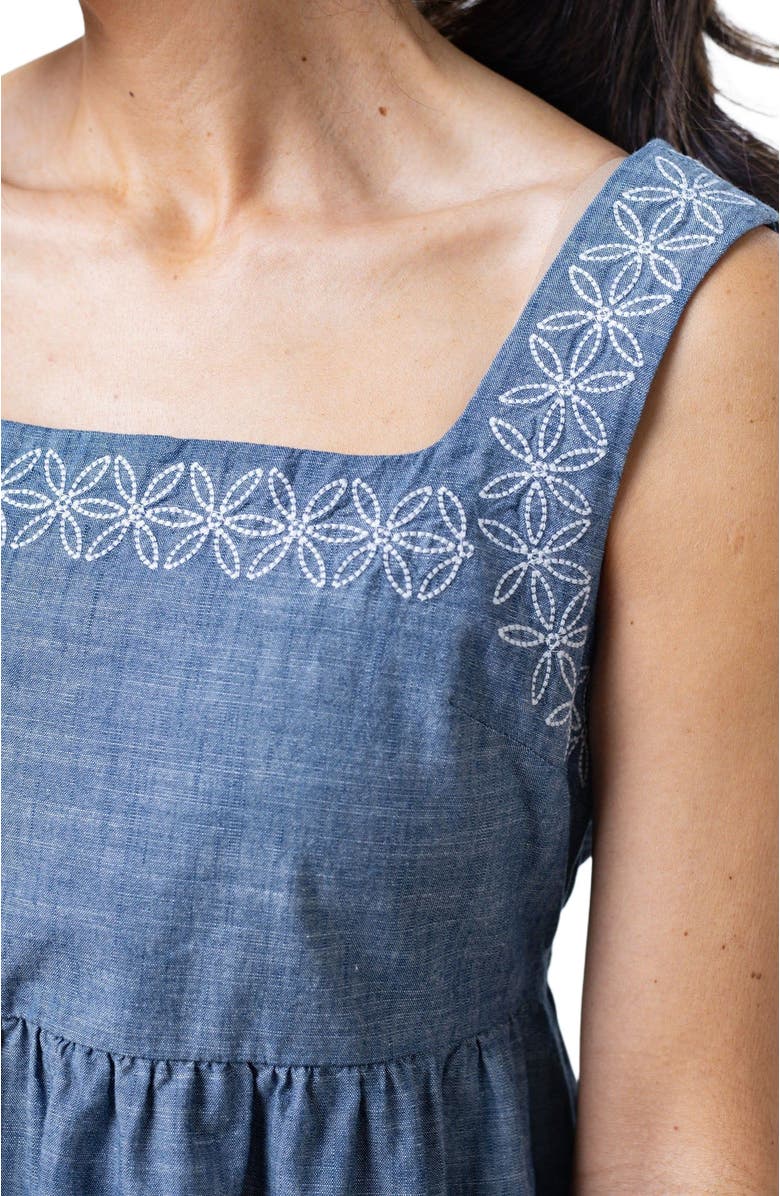 Hope & Henry Women's Organic Chambray Dress with Embroidery, Alternate, color, Blue Chambray