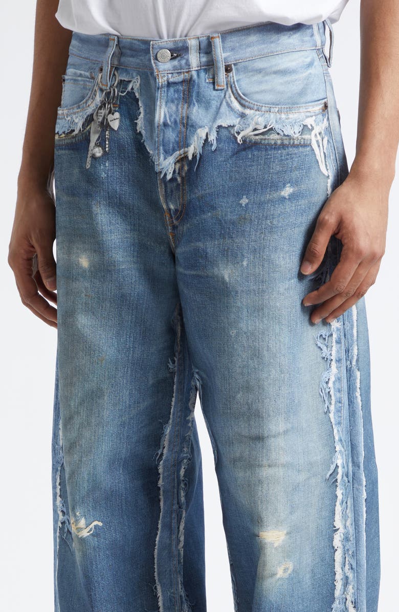 Acne Studios 1981 Trompe l'Oeil Wide Leg Jeans, Alternate, color, Mid Blue