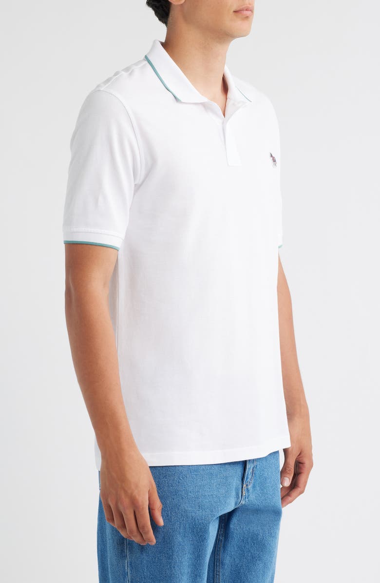 PS Paul Smith Zebra Organic Cotton Piqué Polo, Alternate, color, White