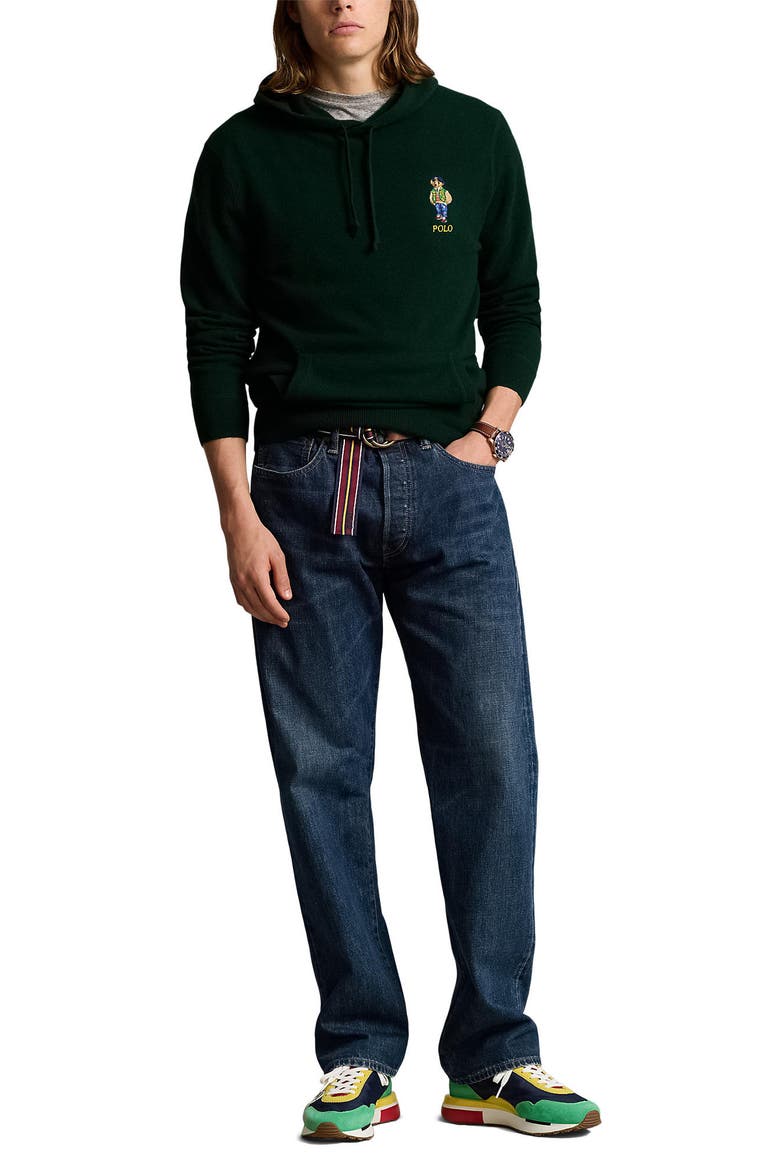 Polo Bear Merino Wool Hoodie Sweater, Alternate, color, MOSS AGATE