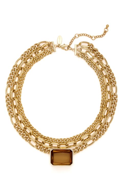 Karissa Multi Strand Crystal Pendant Necklace