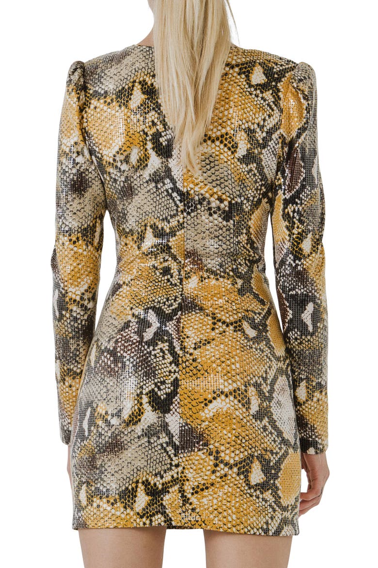 Python Sequin Long Sleeve Minidress, Alternate, color, MULTI