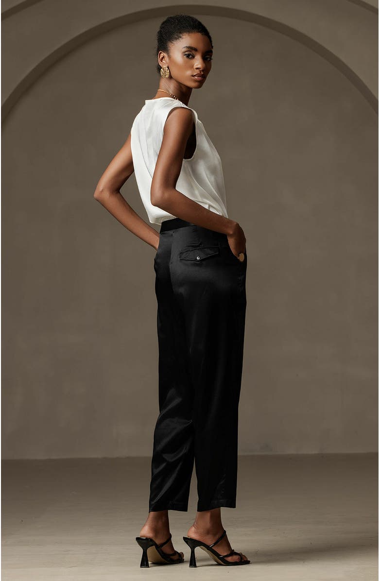 SILKSILKY 19Momme Silk Fashionable Suit Carrot Pants, Alternate, color, 