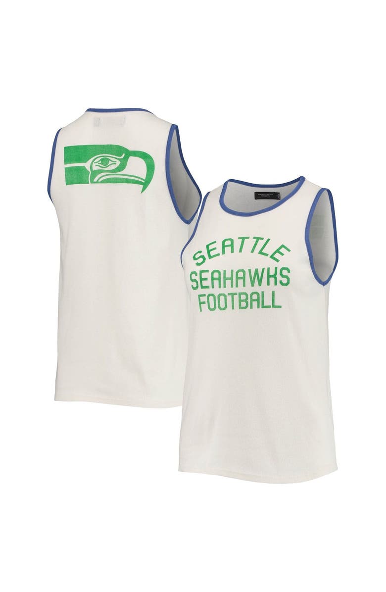 Junk Food Women's Junk Food White/Royal Seattle Seahawks Throwback Pop Binding Scoop Neck Tank Top, Main, color, White