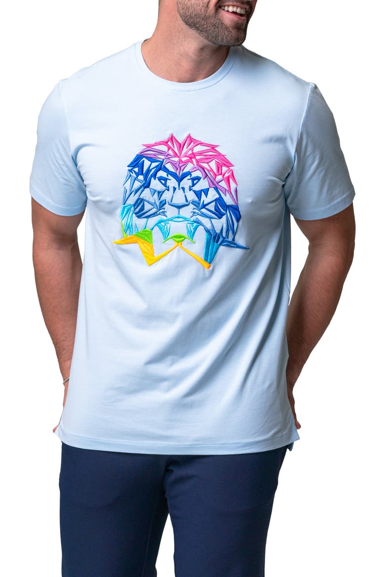 Lion Face Embroidered T-Shirt, Main, color, BLUE