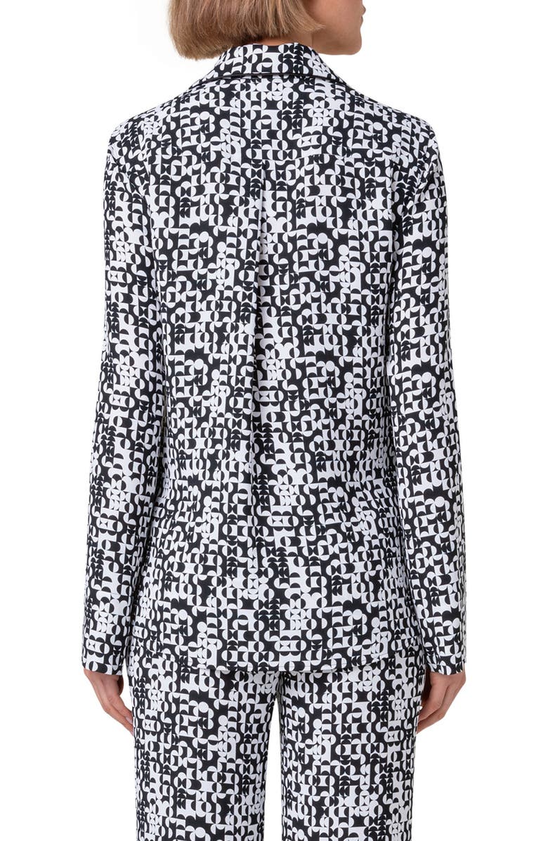 Akris punto Mini Half Grid Circle Print Moss Crepe Button-Up Shirt, Alternate, color, 
