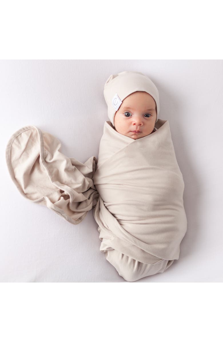 Ely's & Co. Jersey Cotton Baby Beanie Hat Set 2-Pack, Alternate, color, Tan & Black