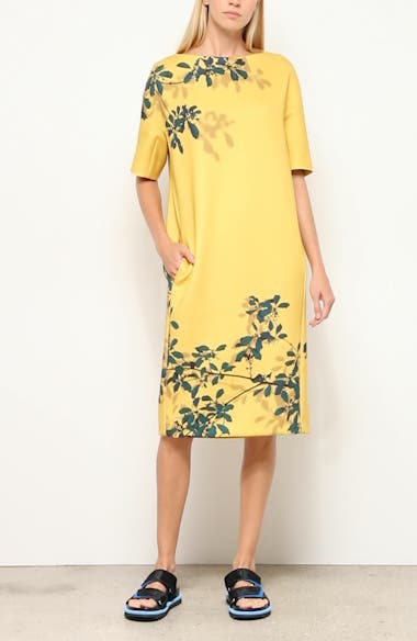 Dries Van Noten Dorine Leaf Print Scuba Dress | Nordstrom