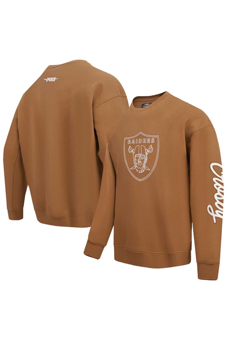 Men's Pro Standard Maxx Crosby Brown Las Vegas Raiders Pullover Crewneck Sweatshirt, Alternate, color, Brown