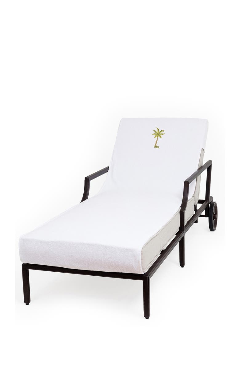 Linum Home Textiles 100% Turkish Cotton Palm Tree Embroidered Standard Size Chaise Lounge Cover - White, Alternate, color, White