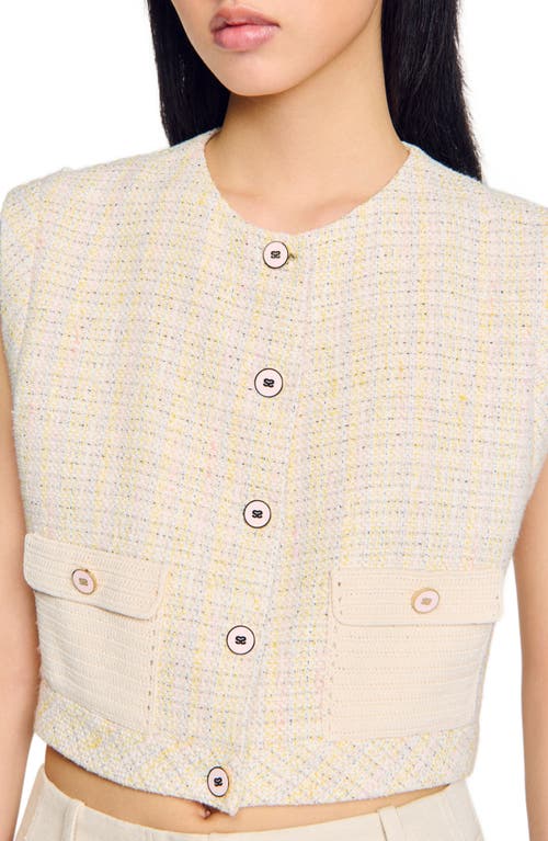 Sandro Decorative Tweed Jacket In Neutral