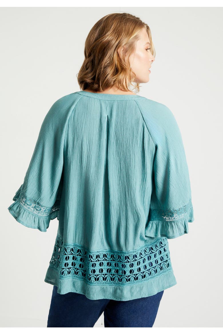Lace Trimmed Boho Blouse, Alternate, color, SUGAR SWIZZLE