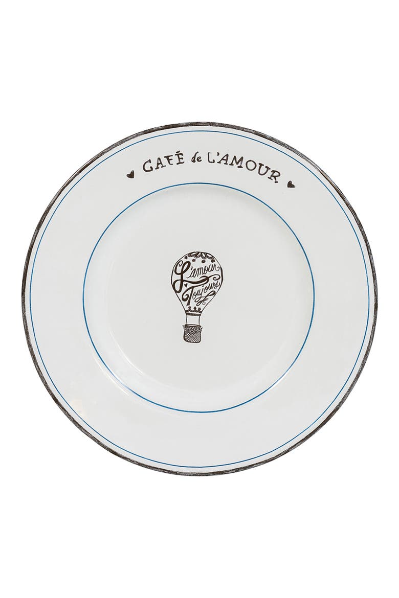 L'Amour Toujours Dinner Plate, Main, color, WHITEWASH BLACK