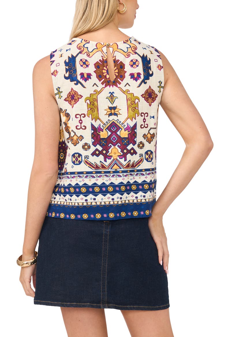 Print Sleeveless Top, Alternate, color, NEW IVORY