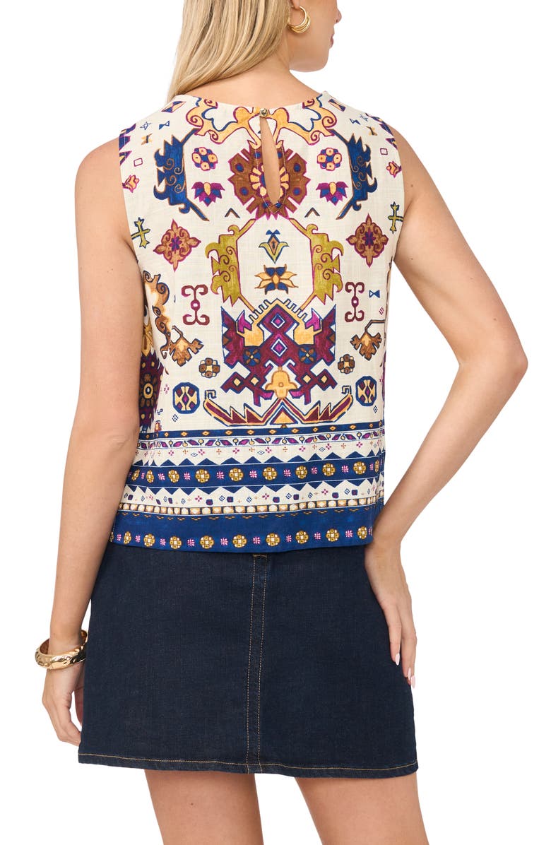 Vince Camuto Print Sleeveless Top, Alternate, color, New Ivory