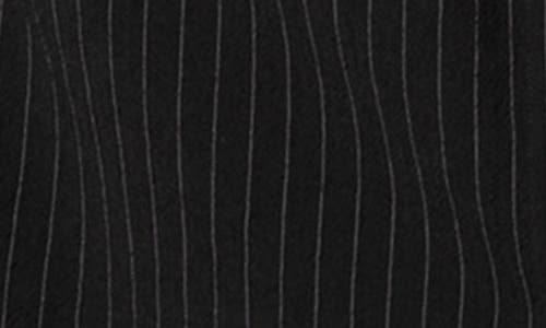 Akris Punto Pinstripe Long Sleeve Wool Blend Crepe Shirtdress In Black-cream