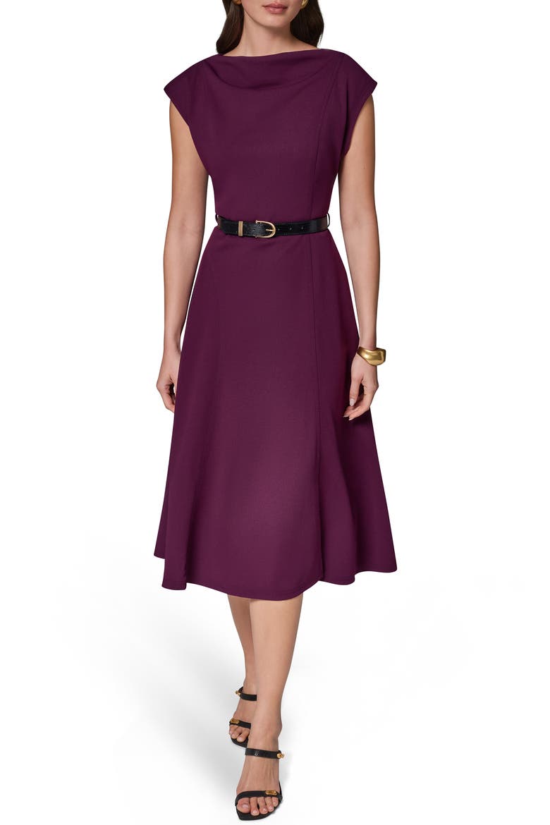 Cap Sleeve A-Line Dress, Alternate, color, BERRY