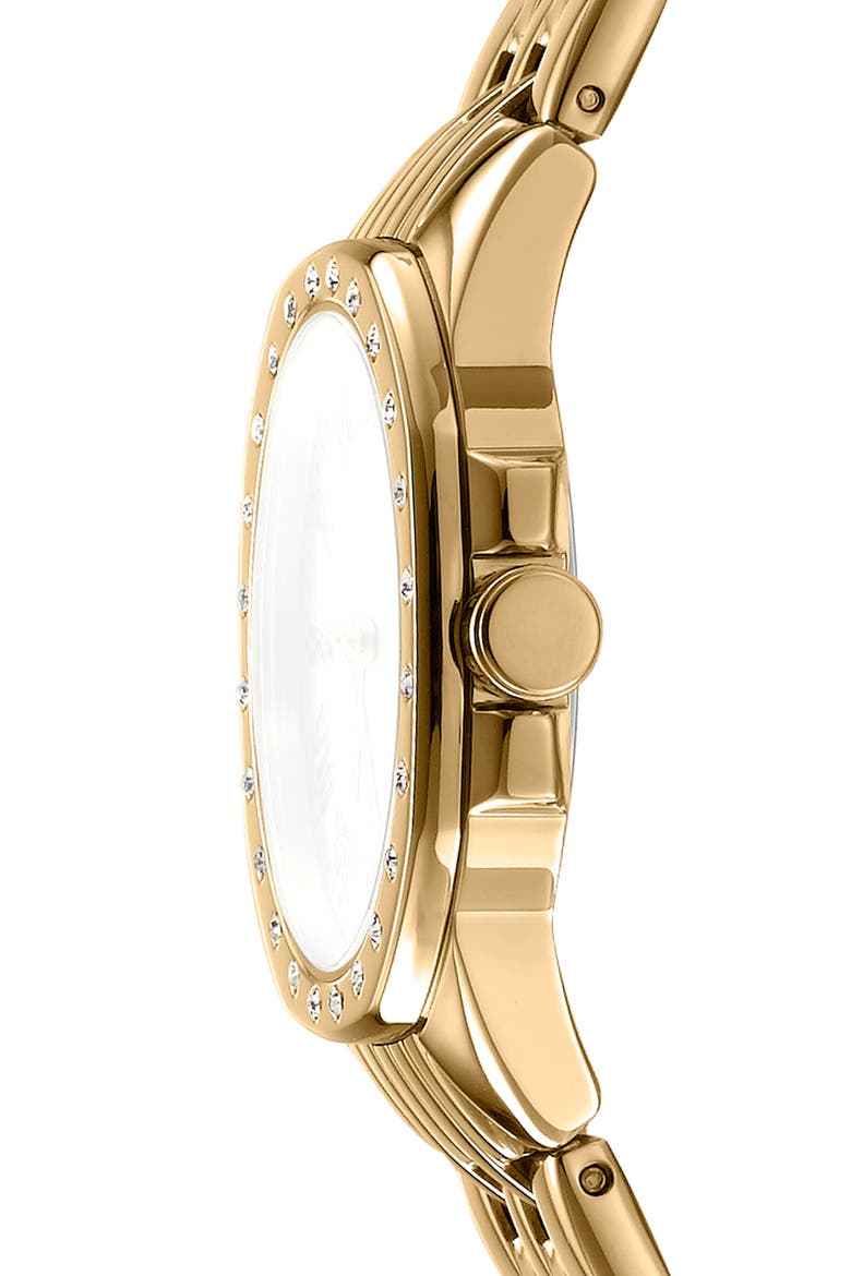 Crystal Bezel Three Hand Quartz Bracelet Watch, 30mm, Alternate, color, GOLD