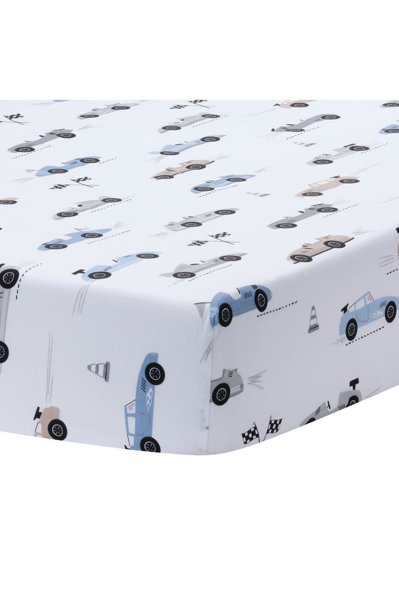 Little Racer 3-Piece Cars/Transportation Baby Crib Bedding Set, Alternate, color, Blue