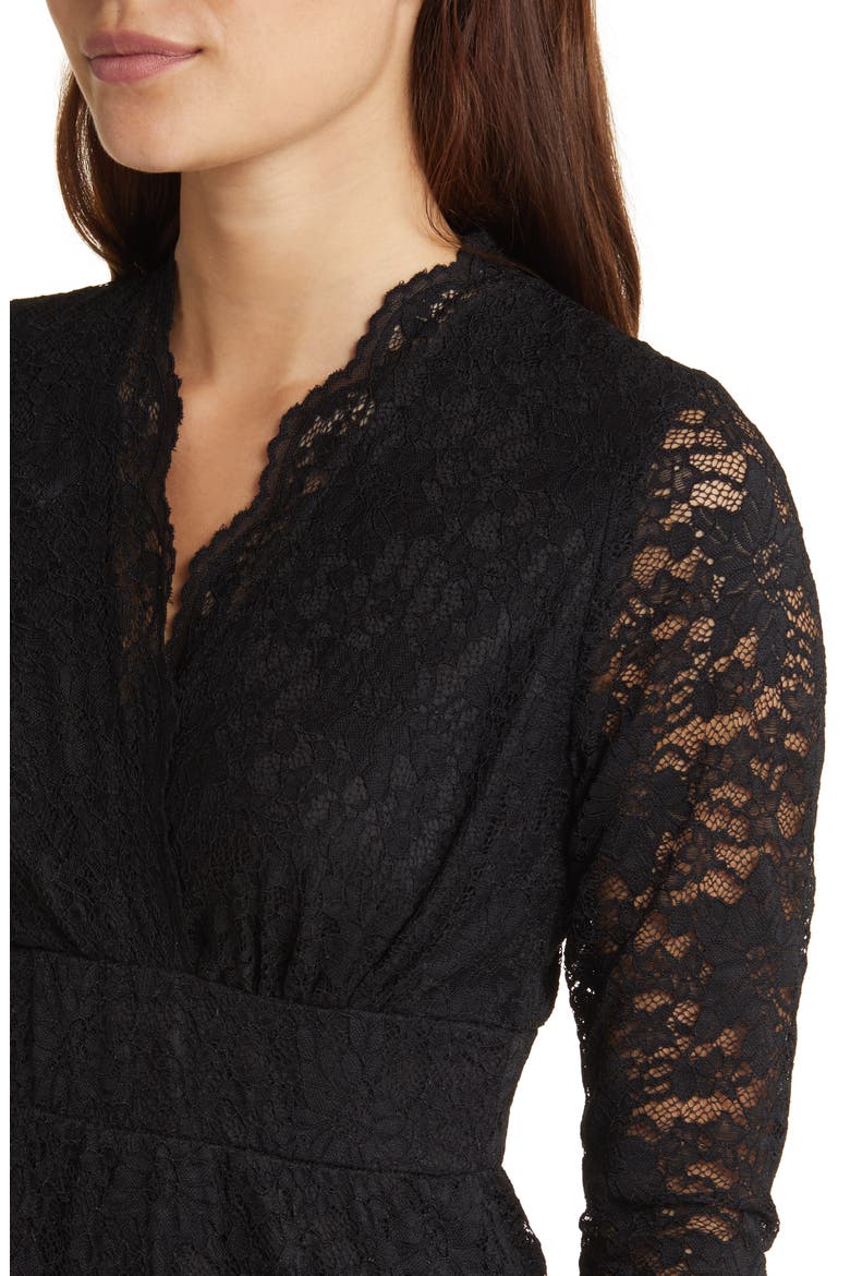 Scalloped Boudoir Lace Cocktail Dress, Alternate, color, ONYX