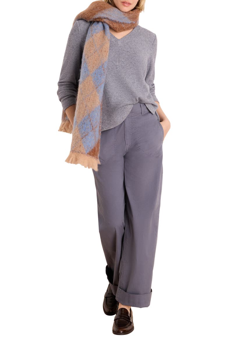 Soft Waffle Thermal V-Neck Top, Alternate, color, SLATE