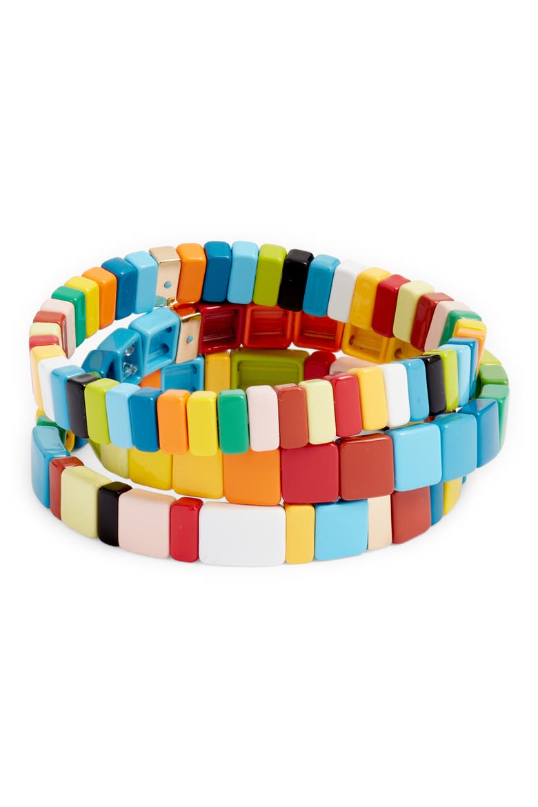 Set of 3 Rainbow Brite Bracelets, Main, color, GREEN MULTI