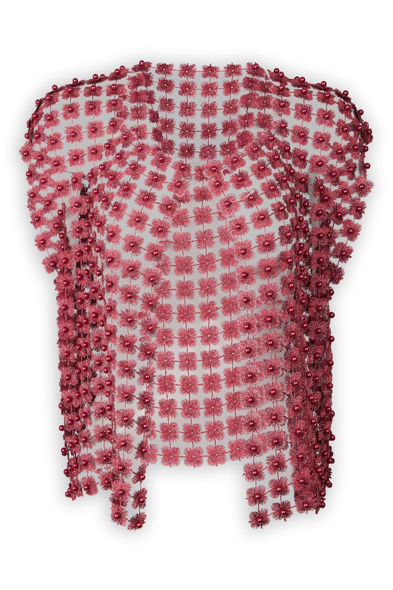 Pearly Beaded Floral Lace Top, Main, color, BURGUNDY