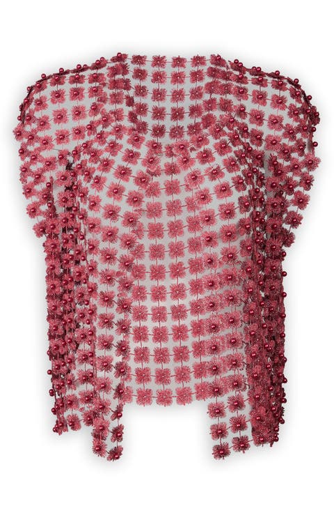 Pearly Beaded Floral Lace Top