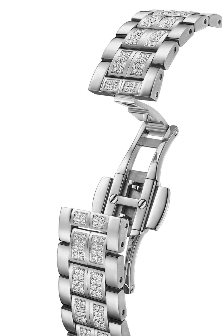 Mink Petite Lab Created Diamond Bracelet Watch, 23mm x 8mm, Alternate, color, SILVER/ SILVER