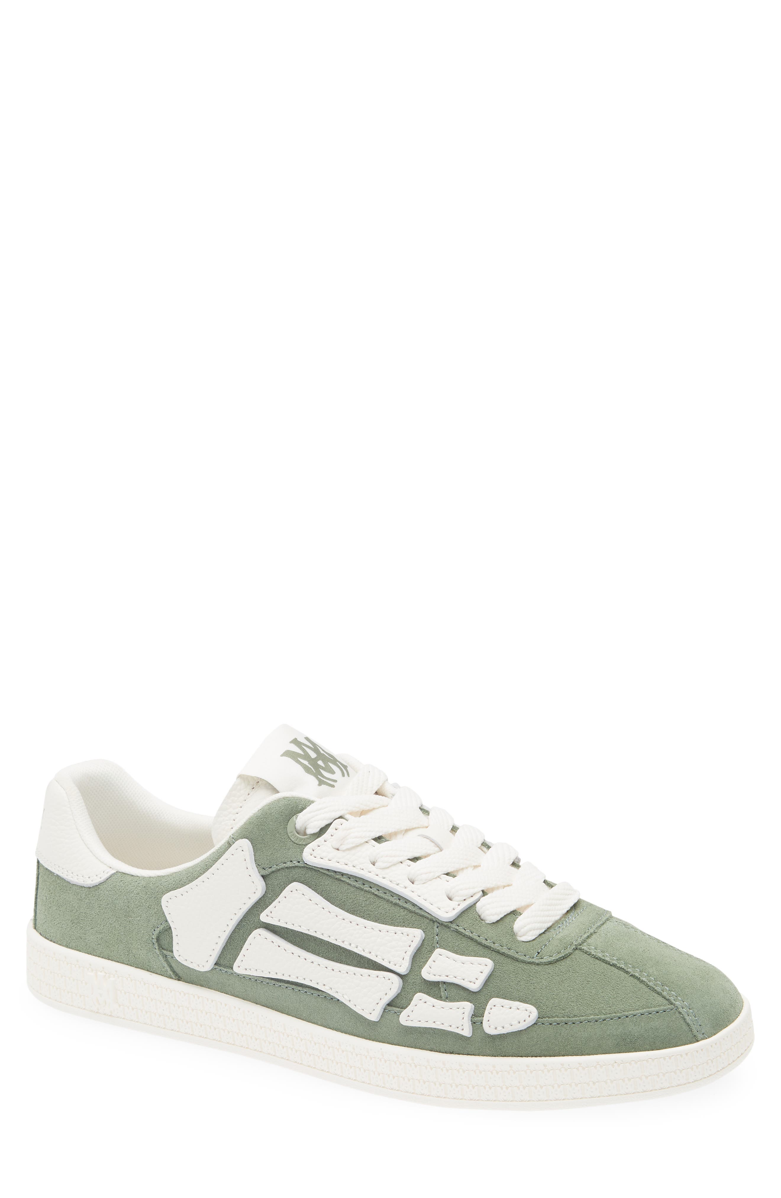 AMIRI Pacific Bones Suede Sneaker, Main, color, Olive