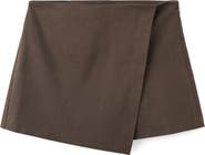 MANGO Wrap Linen & Cotton Miniskirt
