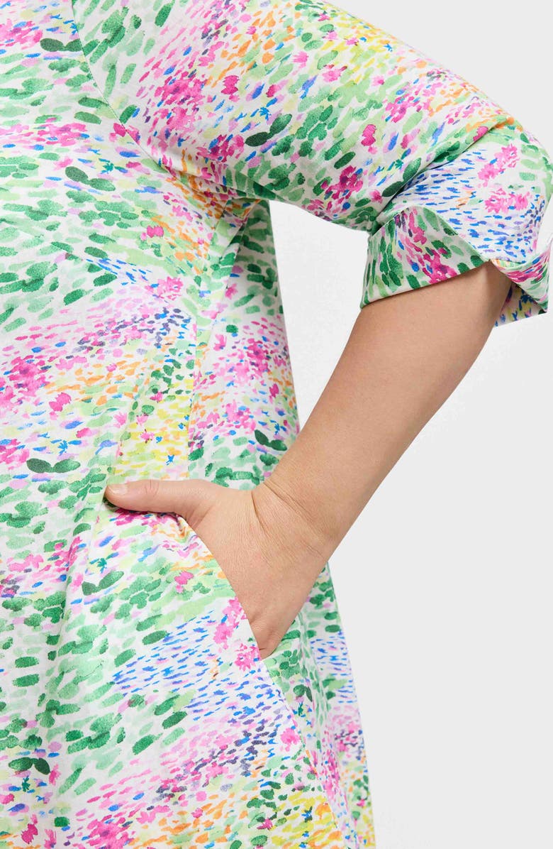 Foxcroft Vena Floral Print Cotton Linen Blend Dress, Alternate, color, 