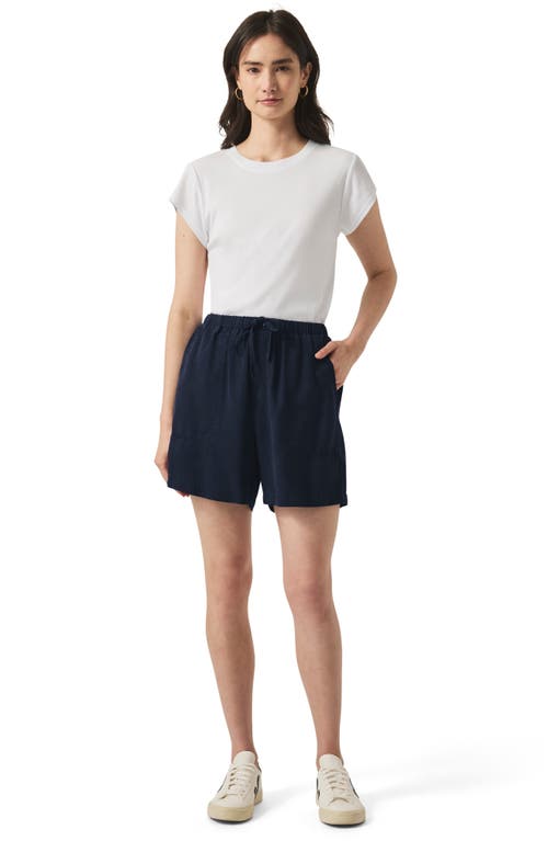 Splendid Angie Tie Waist Chambray Shorts In Navy