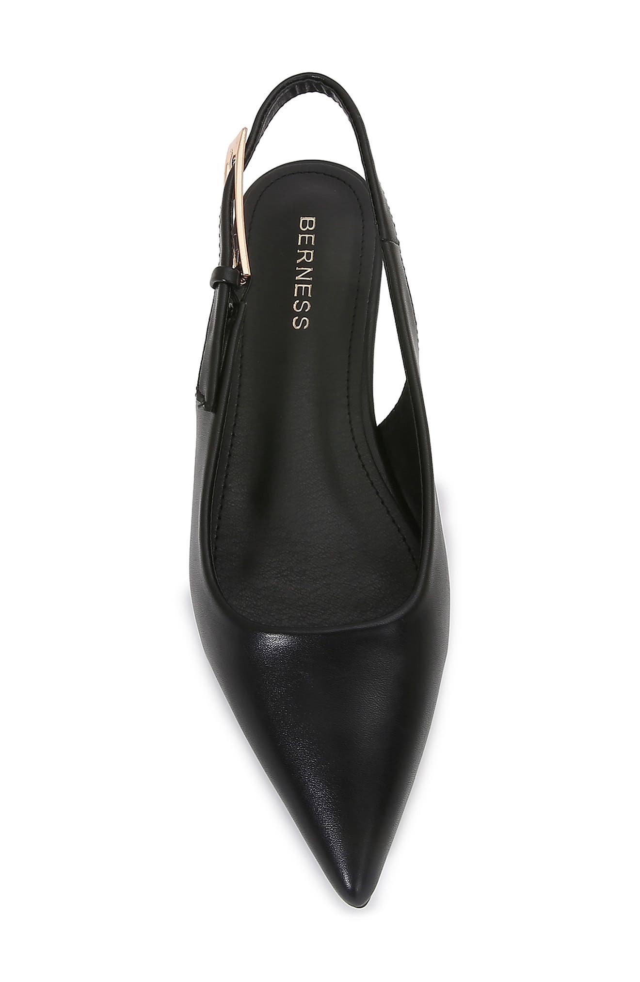 BERNESS Caitriona Pointed Toe Slingback Flat, Alternate, color, Black Lea