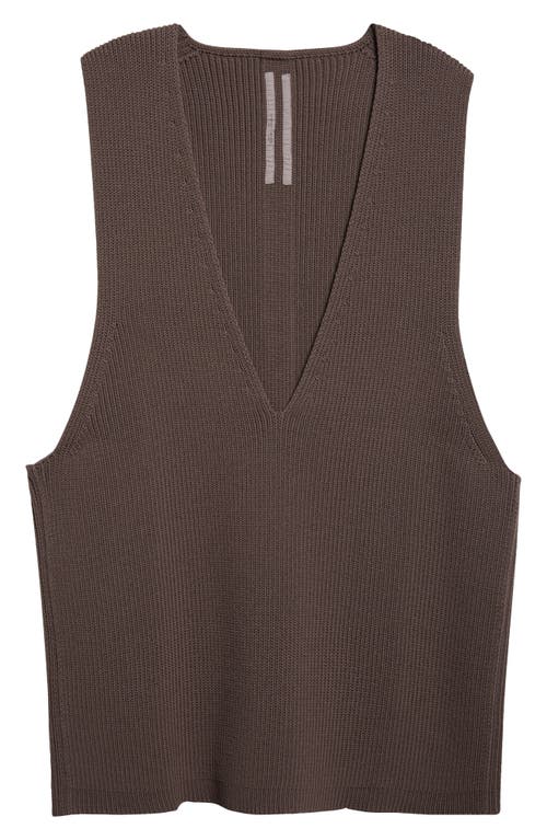 Rick Owens Virgin Wool V-neck Sweater Vest In Brown